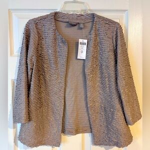 Travelers by Chico's Pleated Jacket Beige Gold Metallic size 0 3/4 Sleeve